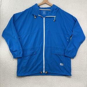 LL Bean Jacket Mens XXL Tall Blue Hooded Full Zip Nylon Lightweight Windbreaker
